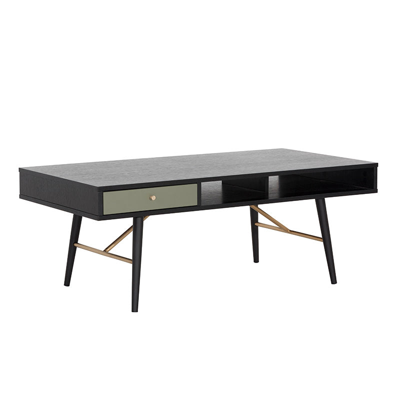 OMARI 117cm Black & Green Oak Coffee Table