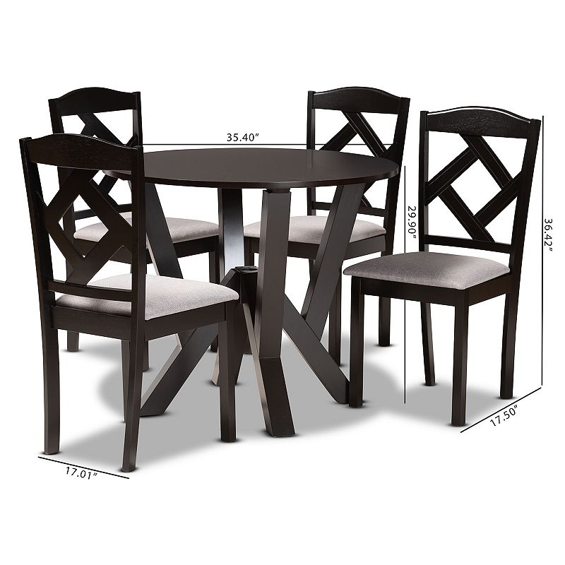 Baxton Studio Riona Dining Table and Chair 5-piece Set