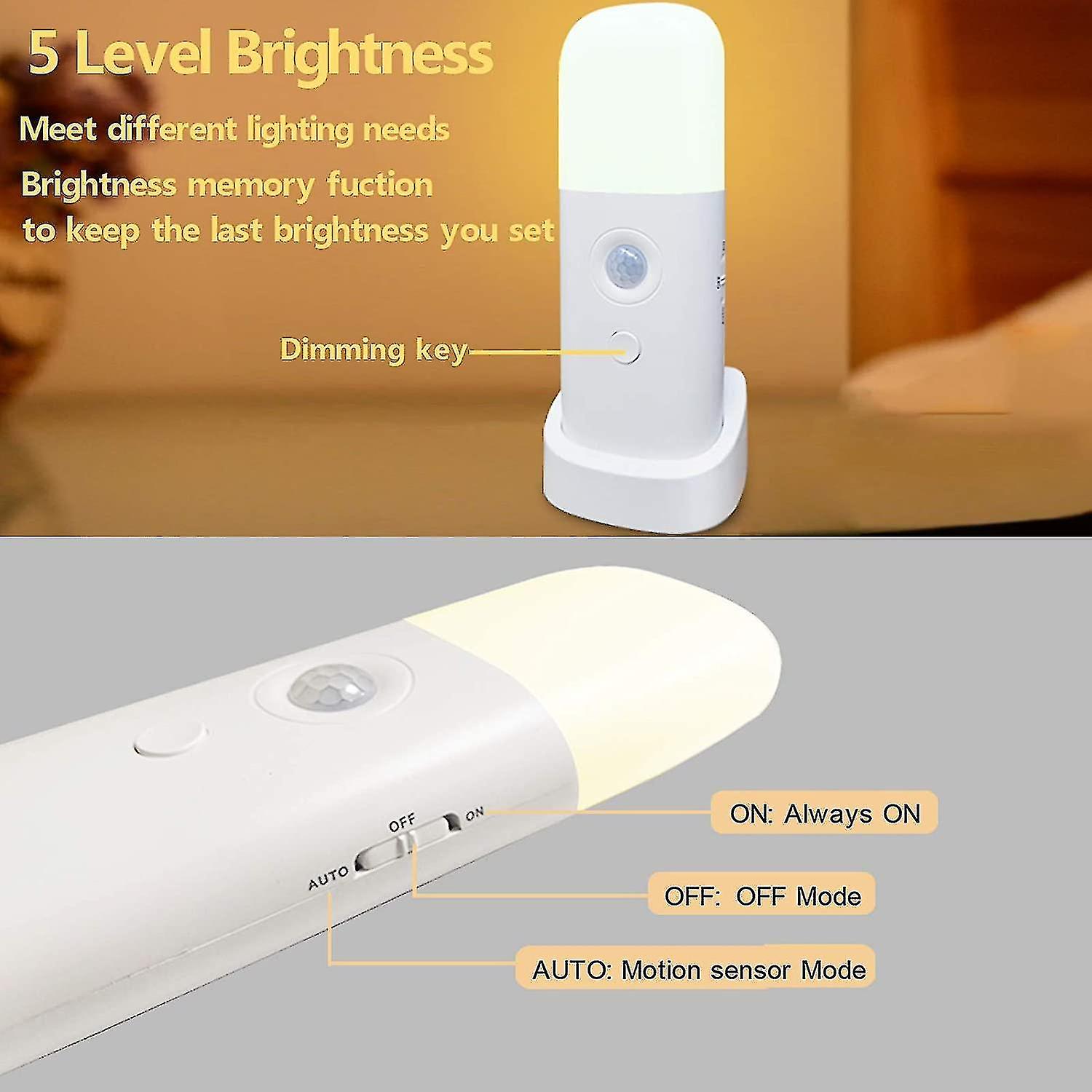 Liangnv Motion Sensor Night Light Indoor， 2000mah Battery Operated Lights， Cordless Table Lamps For