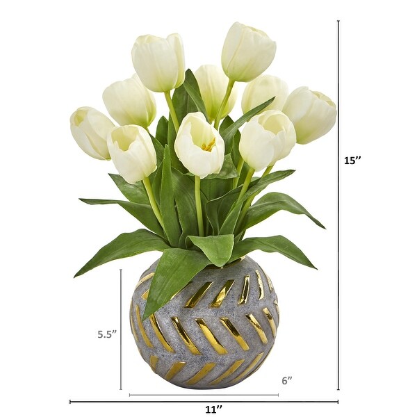 Tulip Artificial Arrangement in Decorative Vase