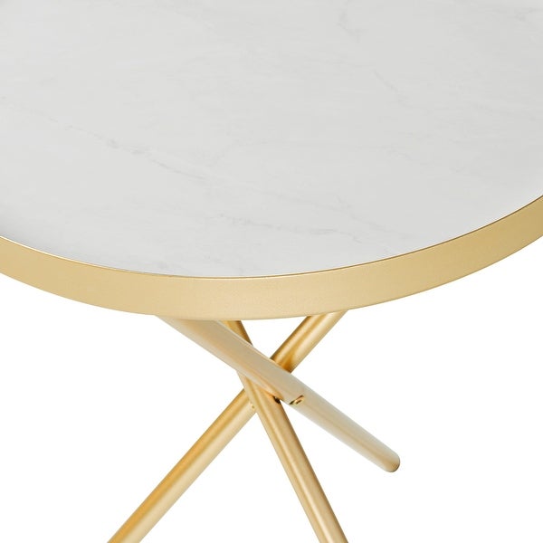 Middlebrook Minimal Faux Marble Gallery-Top Round Side Table