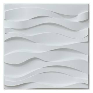 Art3d Wavy Shape Decorative Wall Panels 19.7 in. x 19.7 in PVC 3D Wall Panels in White for Interior Decor 12-Panels A10hd041WTP12