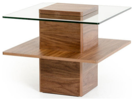 Astraea Modern Walnut and Glass End Table   Contemporary   Side Tables And End Tables   by Rustic Home Furniture Deco  Houzz