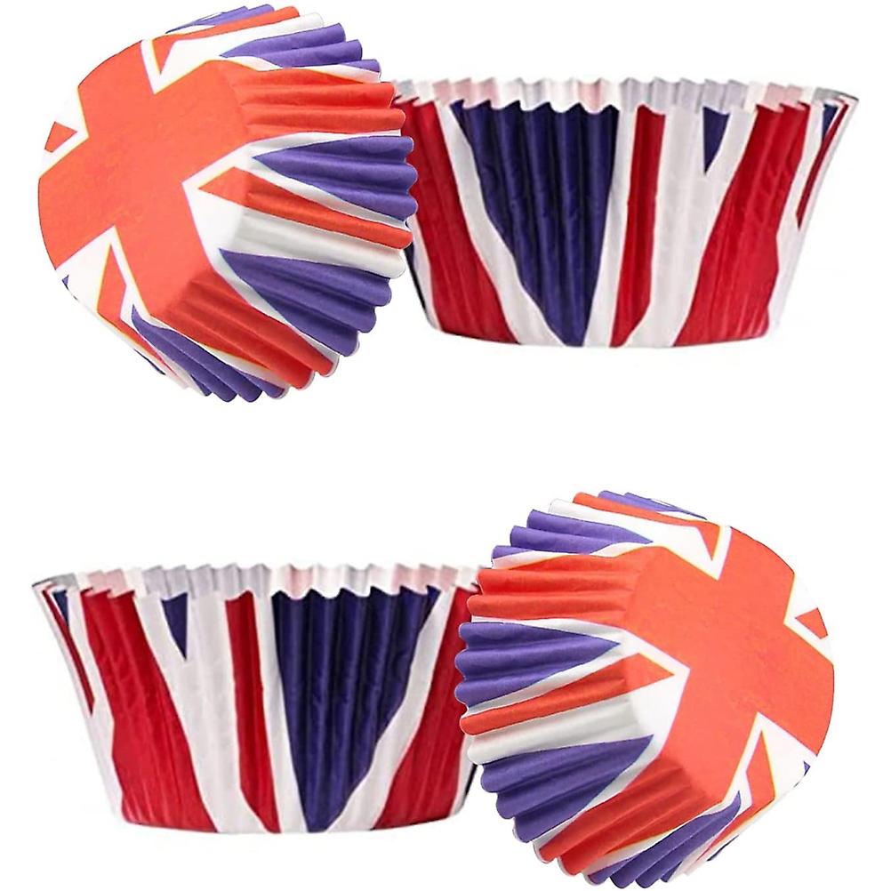 200Pcs Union Jack Mini Paper Baking Cups Cupcake Liners Cupcake Wrappers for Queen Platinum Jubilee Party Supplies Decorations