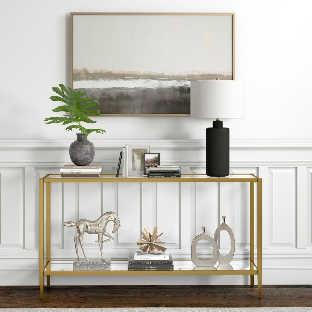 Hera Rectangular Console Table with Mirror Shelf