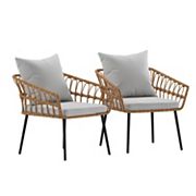 Flash Furniture Evin Boho Indoor / Outdoor Rattan Wicker Patio Chair 2-piece Set