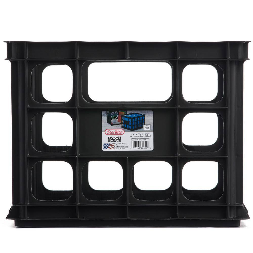 Sterilite Plastic Black Storage Box Milk Crate Containers Home (6 Pack) 16929006 6 x 16929006