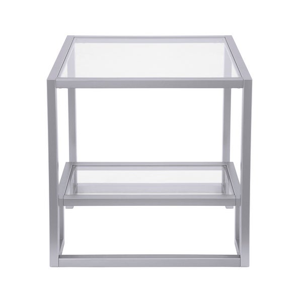 Athena Geometric Luxe Side Table in Silver