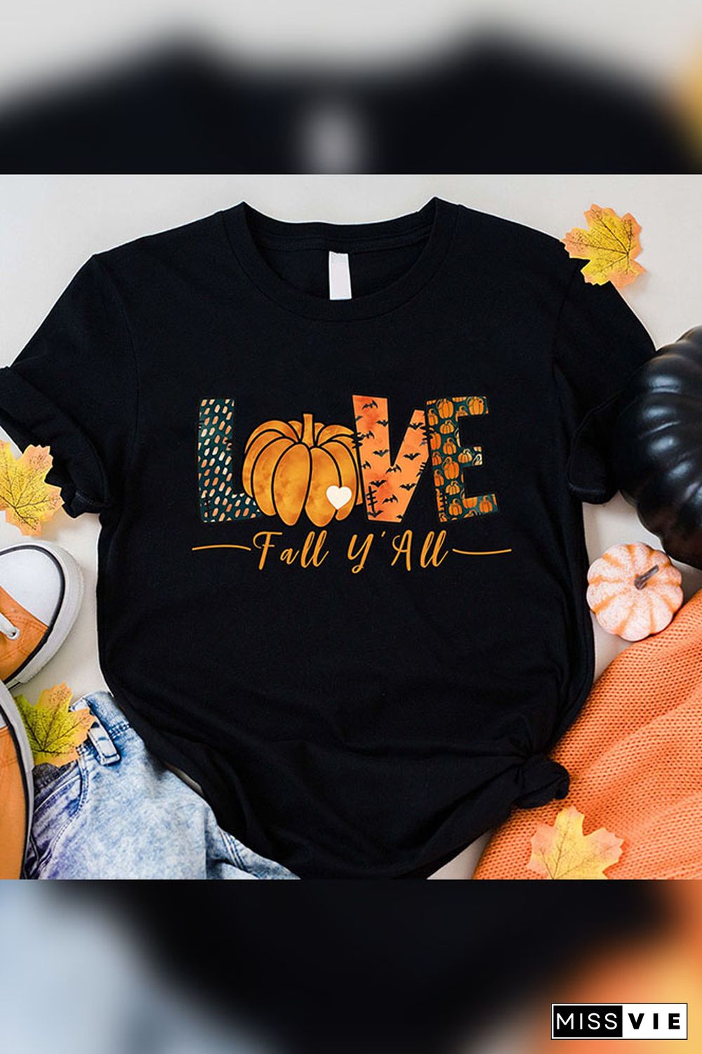 Pumpkin Fall Y'all Shirts Women Graphic Tees Wholesale