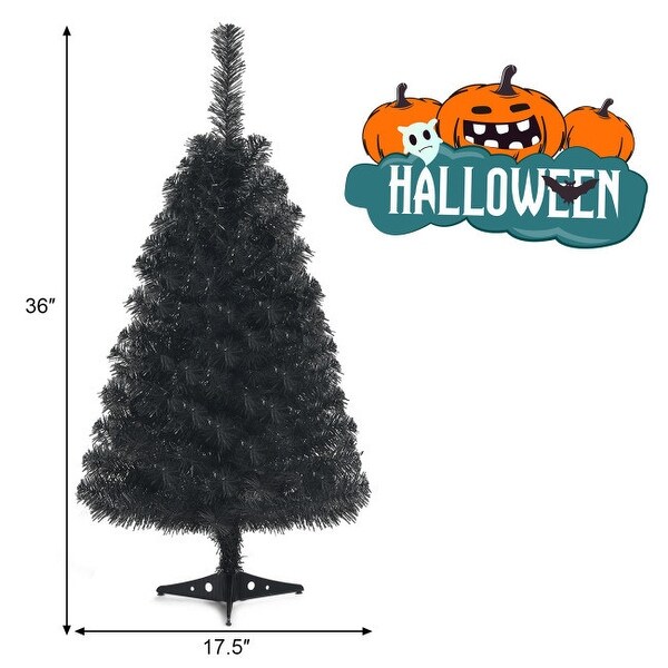 36 Inch Unlit Artificial Christmas Halloween Mini Tree with Plastic Stand