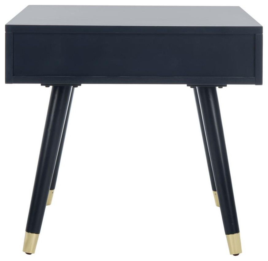 Levinson Gold Cap End Table  Navy   Midcentury   Side Tables And End Tables   by BisonOffice  Houzz