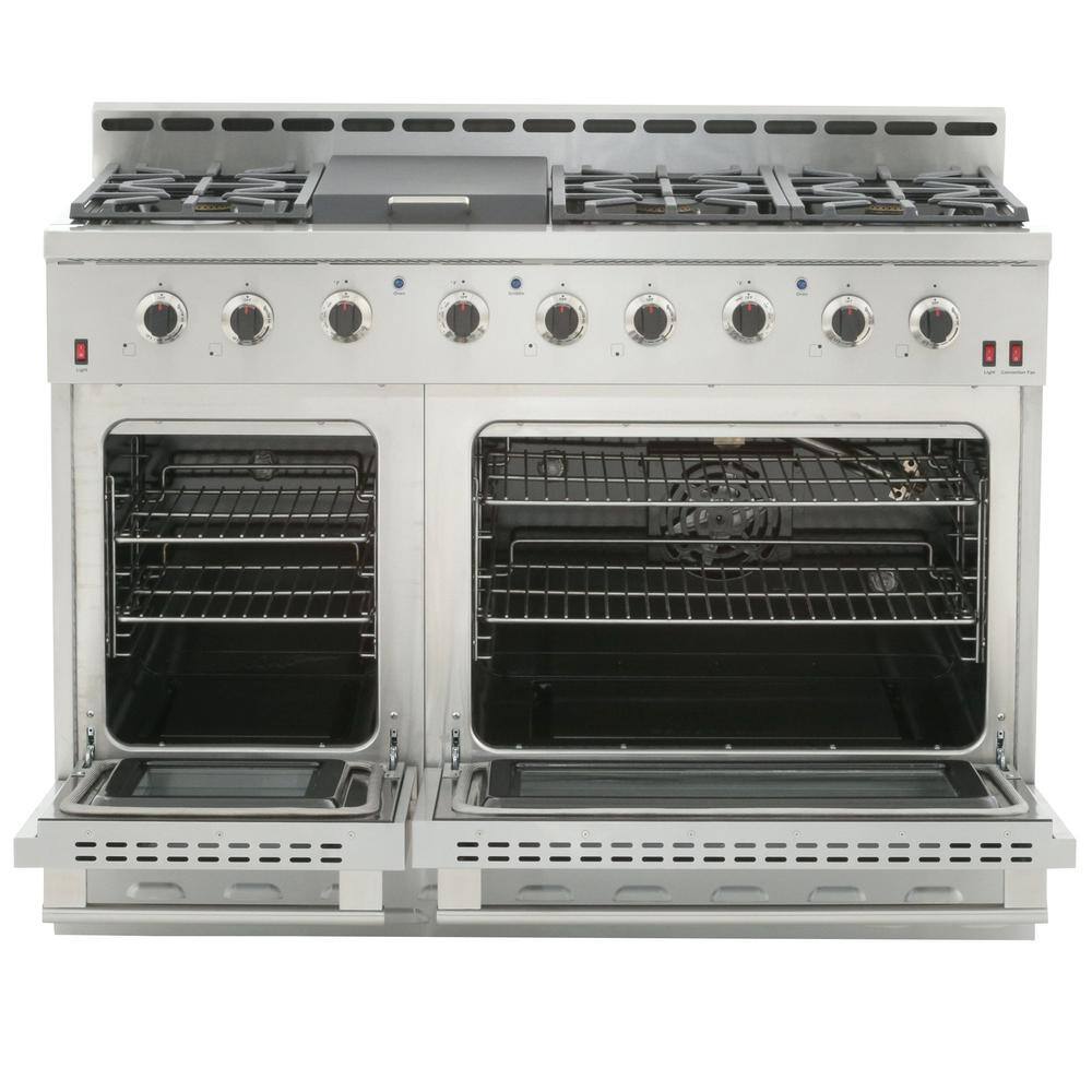 NXR Entree 48 in. 7.2 cu. ft. Professional Style Gas Range with Convection Oven in Stainless Steel NK4811