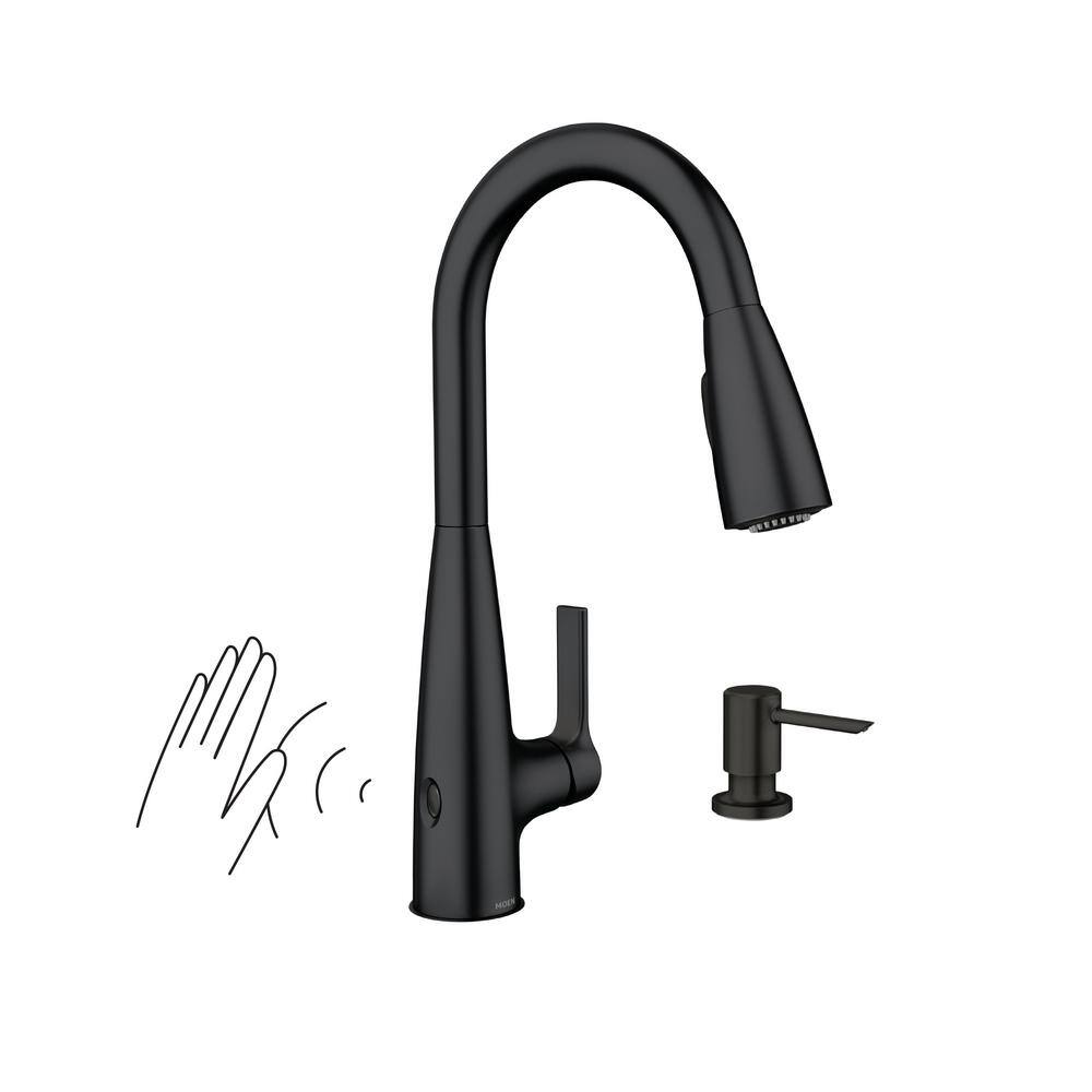 MOEN Haelyn Touchless Single-Handle Pull-Down Sprayer Kitchen Faucet with MotionSense Wave and Power Clean in Matte Black 87627EWBL