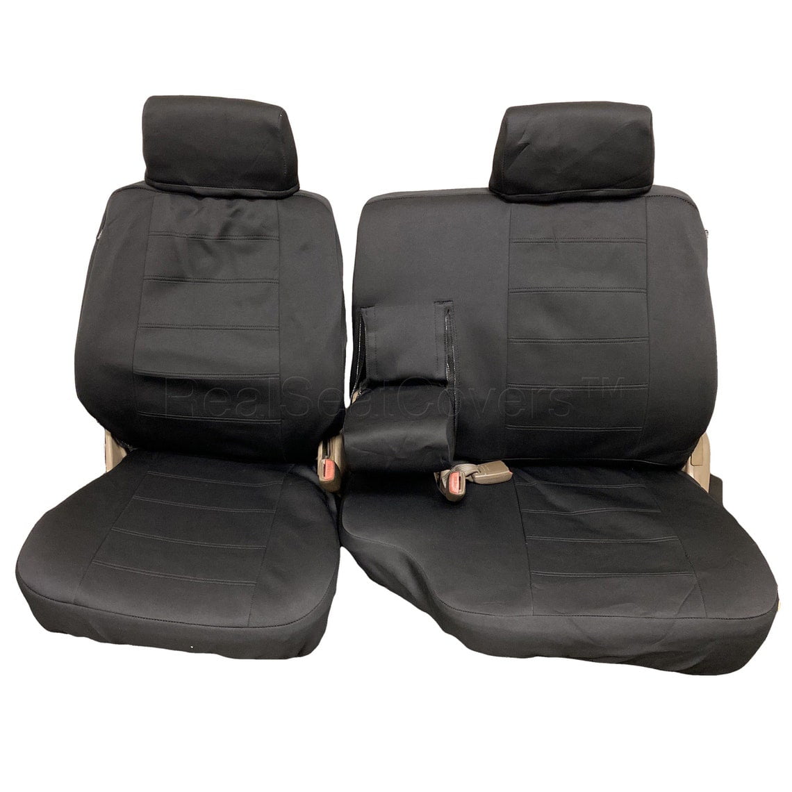 SeatCovers 3 Layer Neoprene Front 60/40 Split Bench 1995 - 2000 Toyota Tacoma Adjustable Headrest Armrest Belt Cut Out (Black)