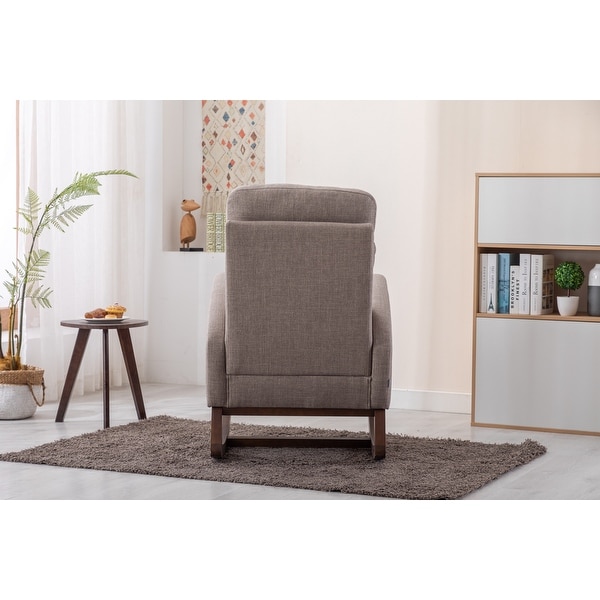 Modern Fabric Tall Back Accent Chair Rocker Chair Upholstered Armchair with Side Pockets， Leisure Single Sofa for Living Room