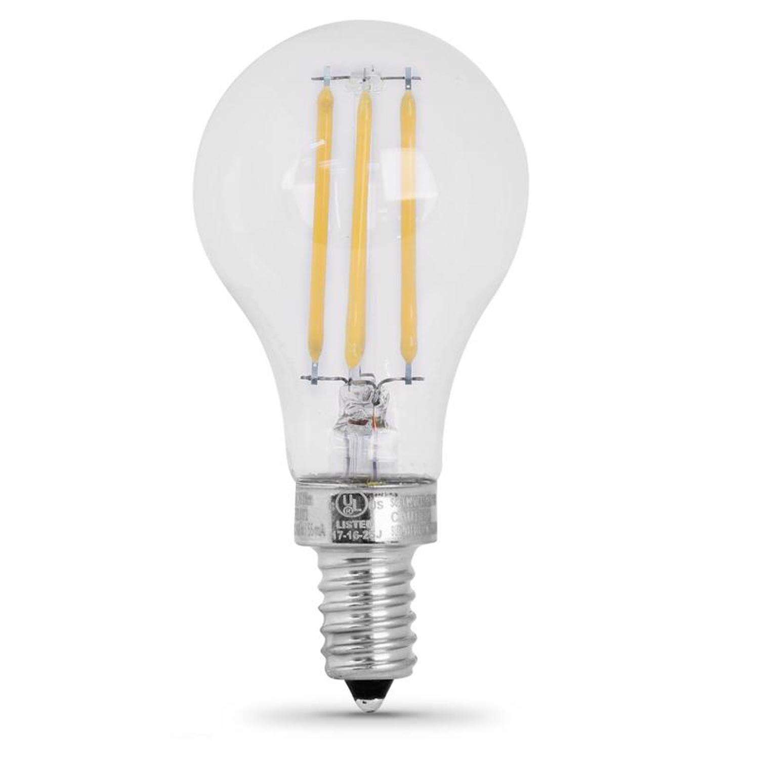 Feit LED A15 E12 (Candelabra) Filament LED Bulb Soft White 75 Watt Equivalence 2 pk