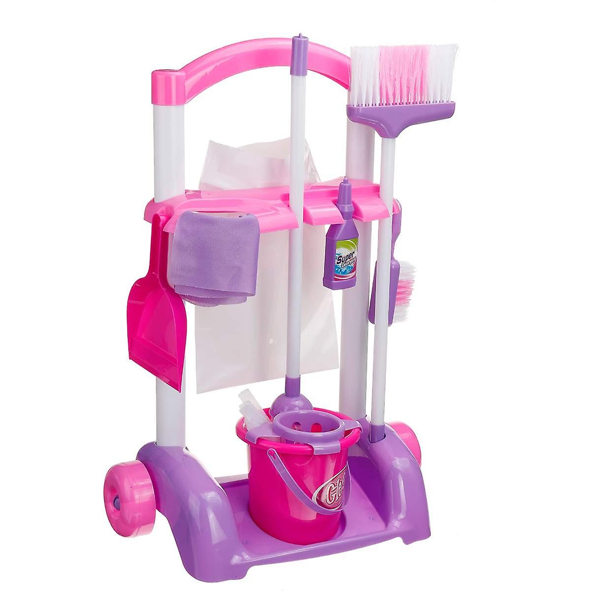 Newest Children's Simulation Home Cleaning Cart Set Housekeeping Toys Simulation Vacuum Cleaner Cart Cleaning Dust Tools