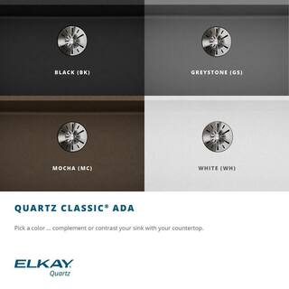 Elkay Quartz Classic White Quartz 25 in. Single Bowl Undermount Kitchen Sink with Perfect Drain ELGUAD2519PDWH0