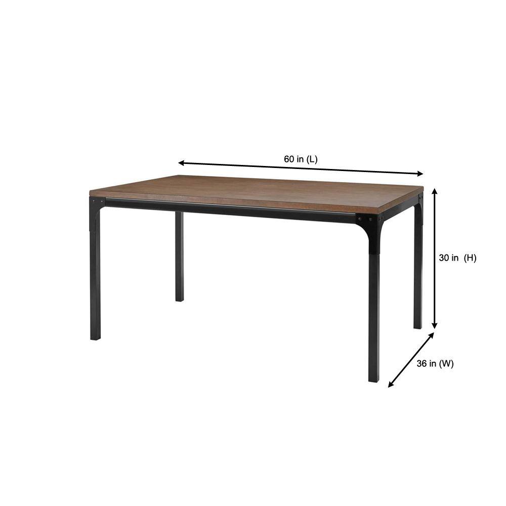 StyleWell Porter Black Metal Rectangular Dining Table for 6 with Haze Oak Finish Top (60 in. L x 30 in. H) TB4103