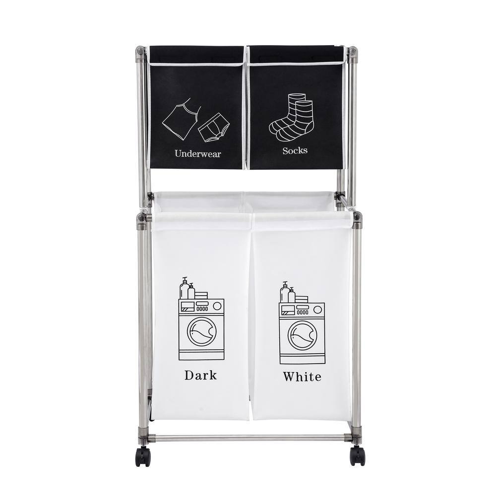 Tileon Laundry Hamper 2-Tier Laundry Sorter with 4-Removable Bags for Organizing Clothes AYBSZHD2515