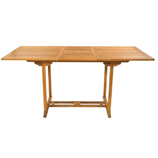 Chic Teak Elzas Rectangular Teak Wood Outdoor Extension Bar Table，71 to 95 inch (Table Only)