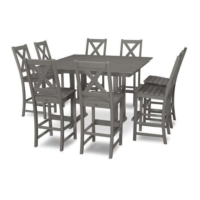 Polywood Braxton 9-Piece Farmhouse Trestle Bar Set PWS514-1