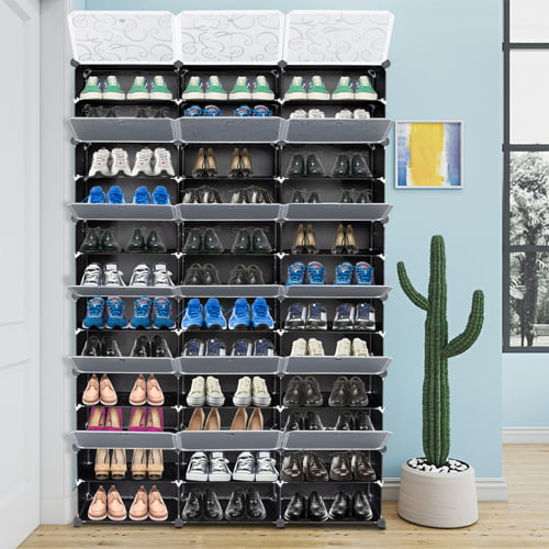 Ktaxon 36 Cubes 72 Pairs Modular Plastic Shoe Storage Cabinet Boxes Expandable 12 Tiers Shoe Rack