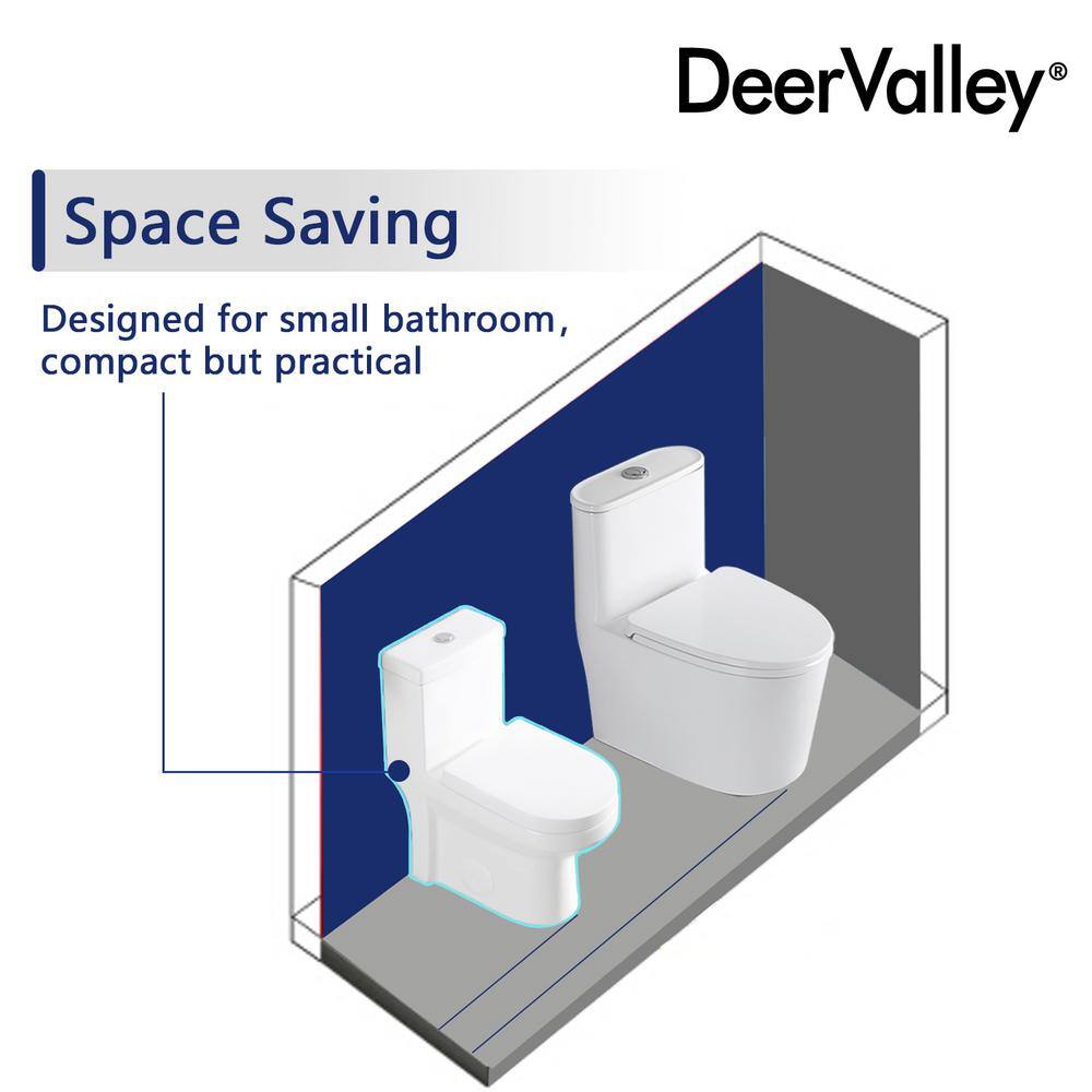 DEERVALLEY DeerValley Liberty 12 in. Rough in Size 1-Piece 0.81.28 GPF Dual Flush Elongated Toilet in White Seat Included DV-1F52812