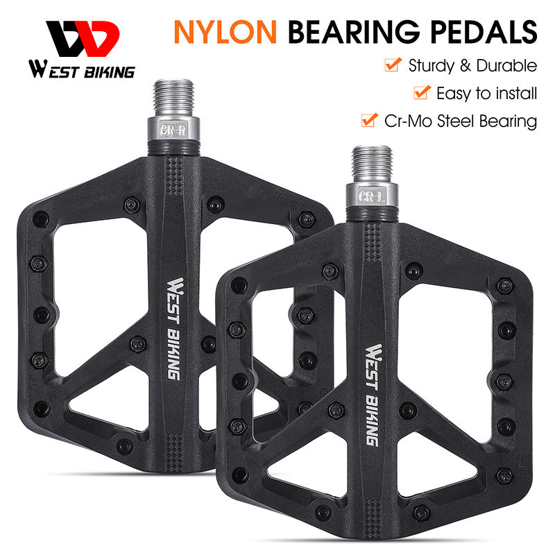 WEST BIKING Fiber Glass Reinforced Mountain Bike Pedal Rainproof Dustproof Six Colors Bicycle Pedal Widen Firm Cycling Pedal