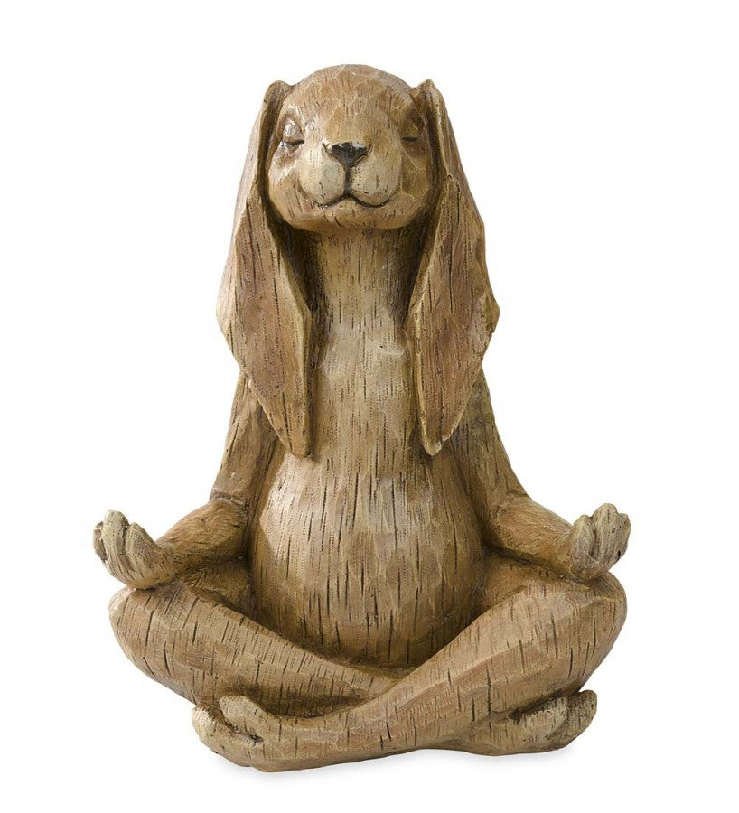 Wind & Weather Yoga-Pose Rabbit Resin Garden Statue With Look of Carved Wood