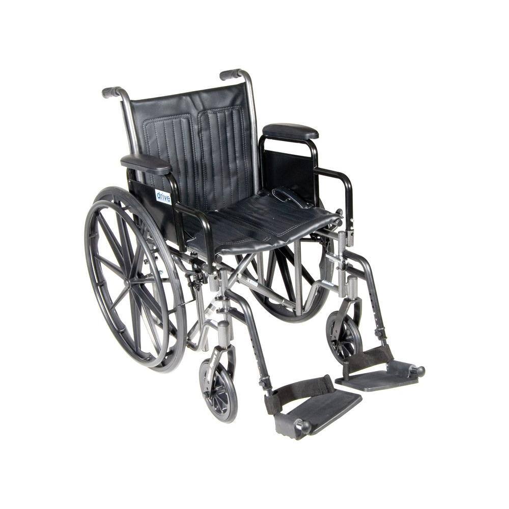 Drive Medical Silver Sport 2 Wheelchair with Desk Arms Swing Away Footrests and 20 in. Seat ssp220dda-sf