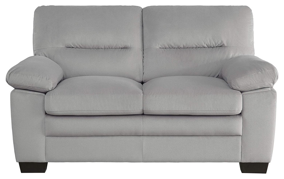 Comfortable Loveseat  Slightly Channel Tufted Back  ampOverstuffed Arms  Gray   Transitional   Loveseats   by Decor Love  Houzz