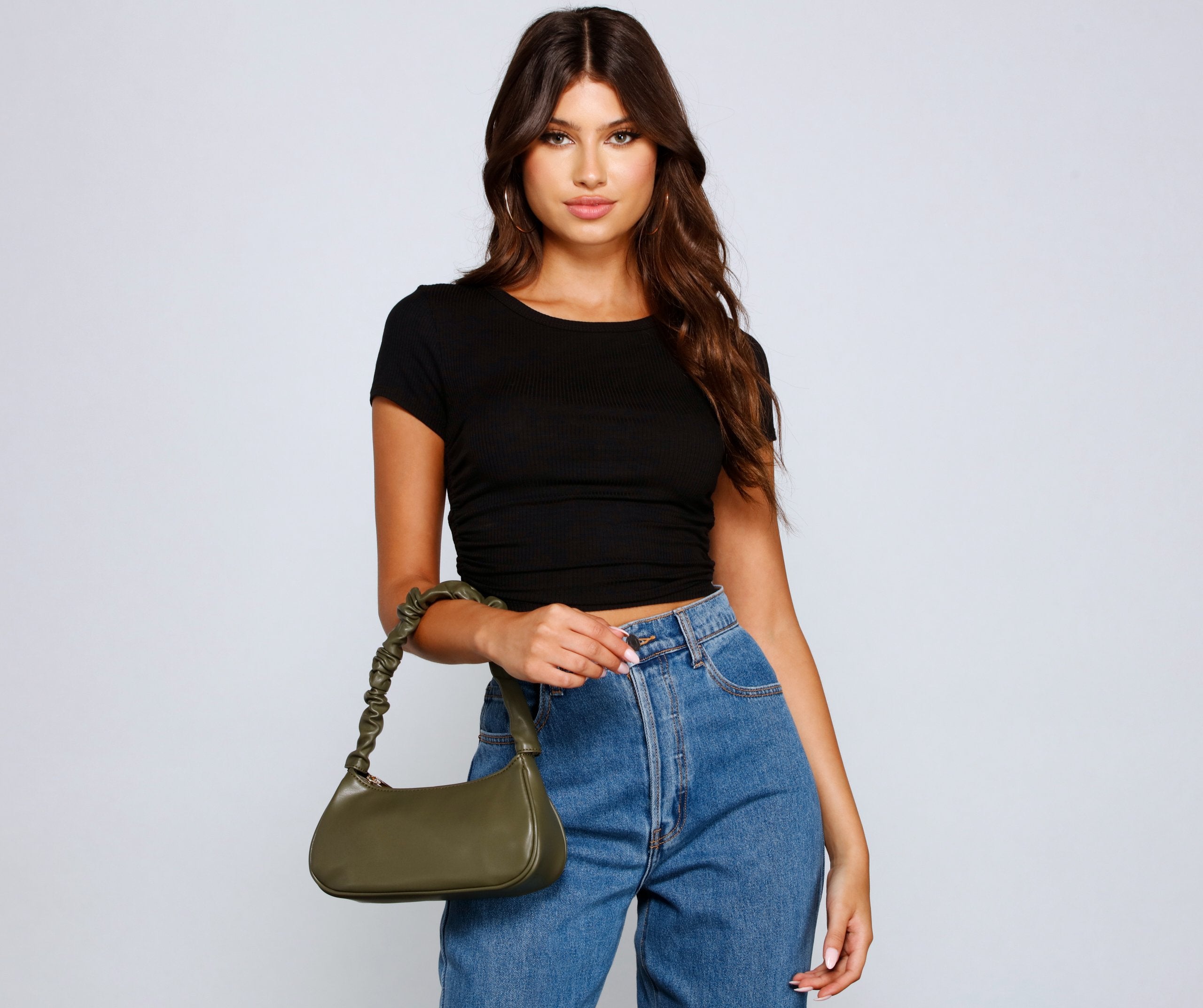 On Trend Faux Leather Shoulder Bag