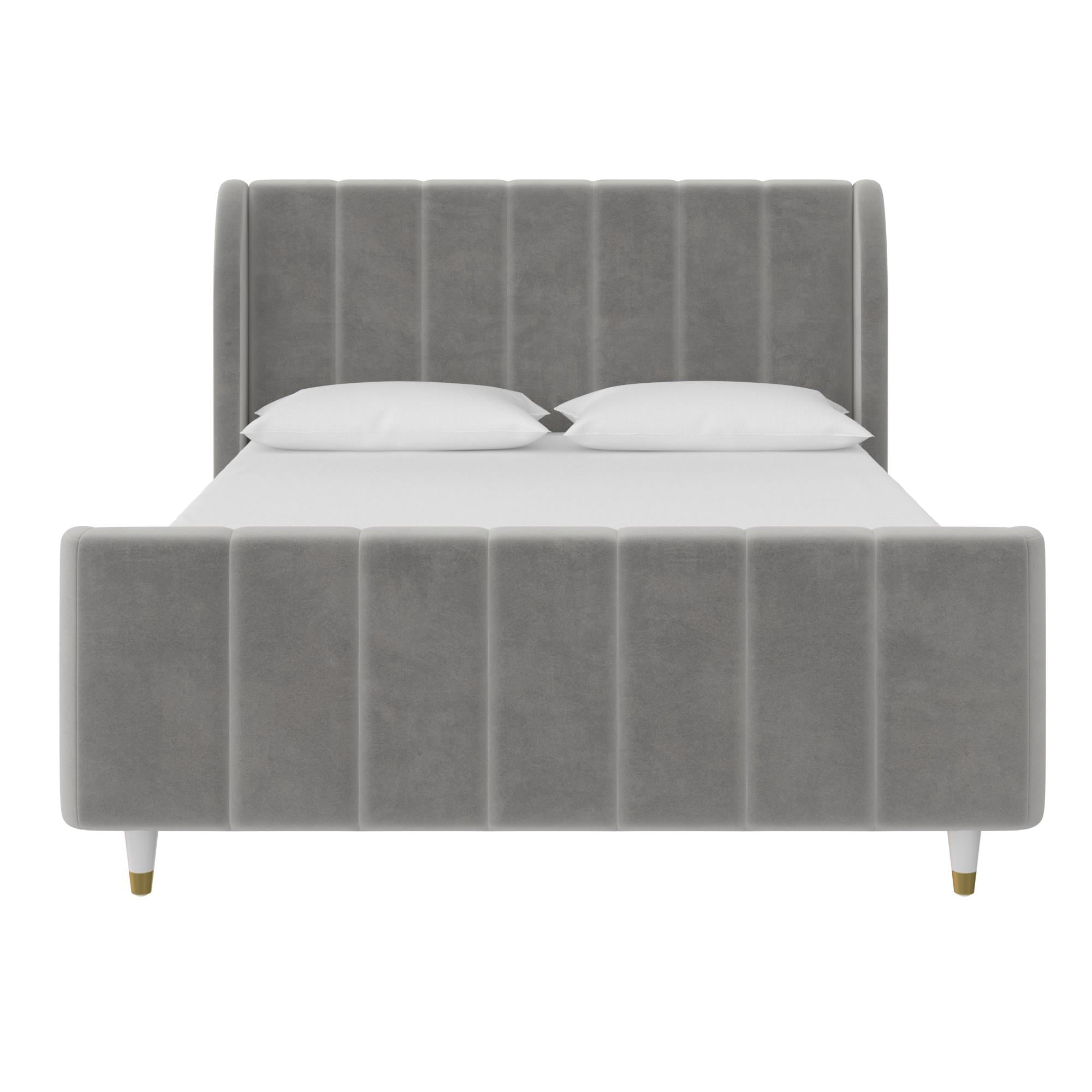 Little Seeds Valentina Kids' Full Upholstered Bed, Gray Velvet