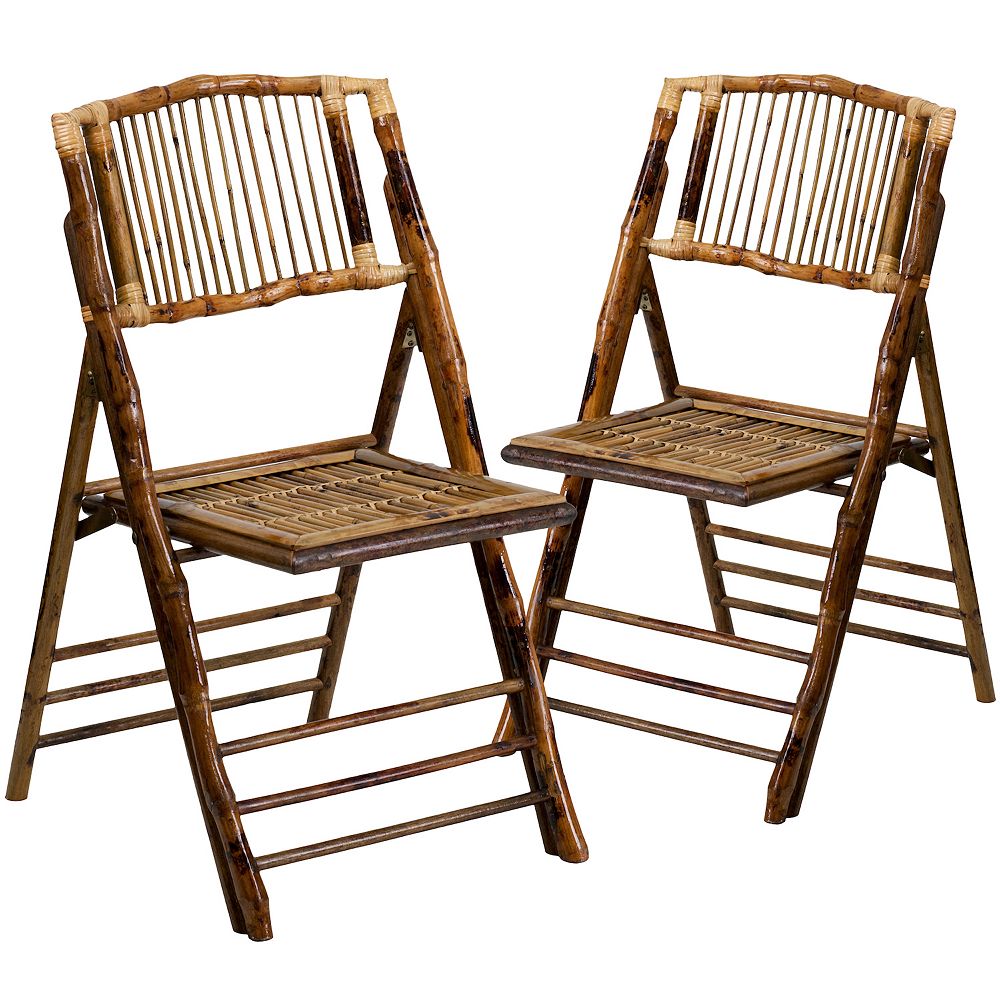 Flash Furniture Bamboo Folding Chair 2-piece?Set