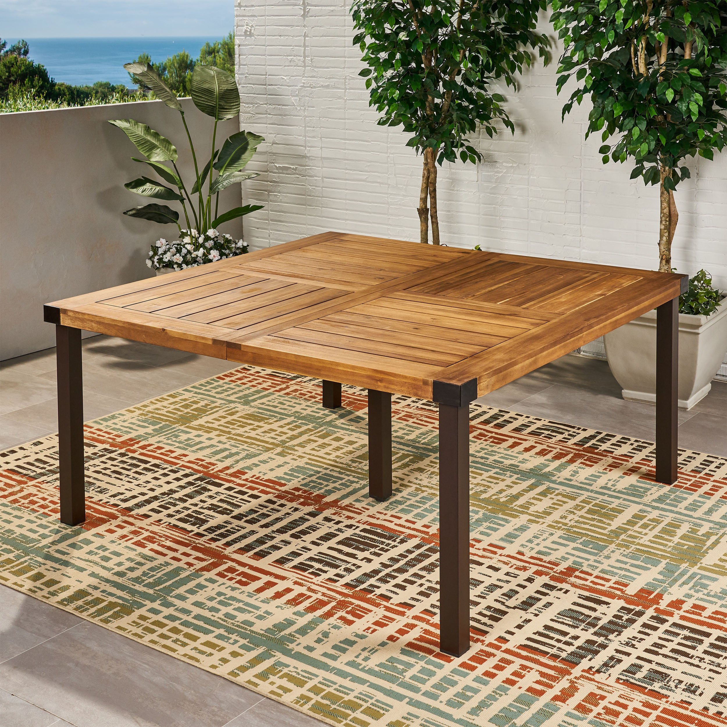 Maggie Outdoor Acacia Wood Dining Table