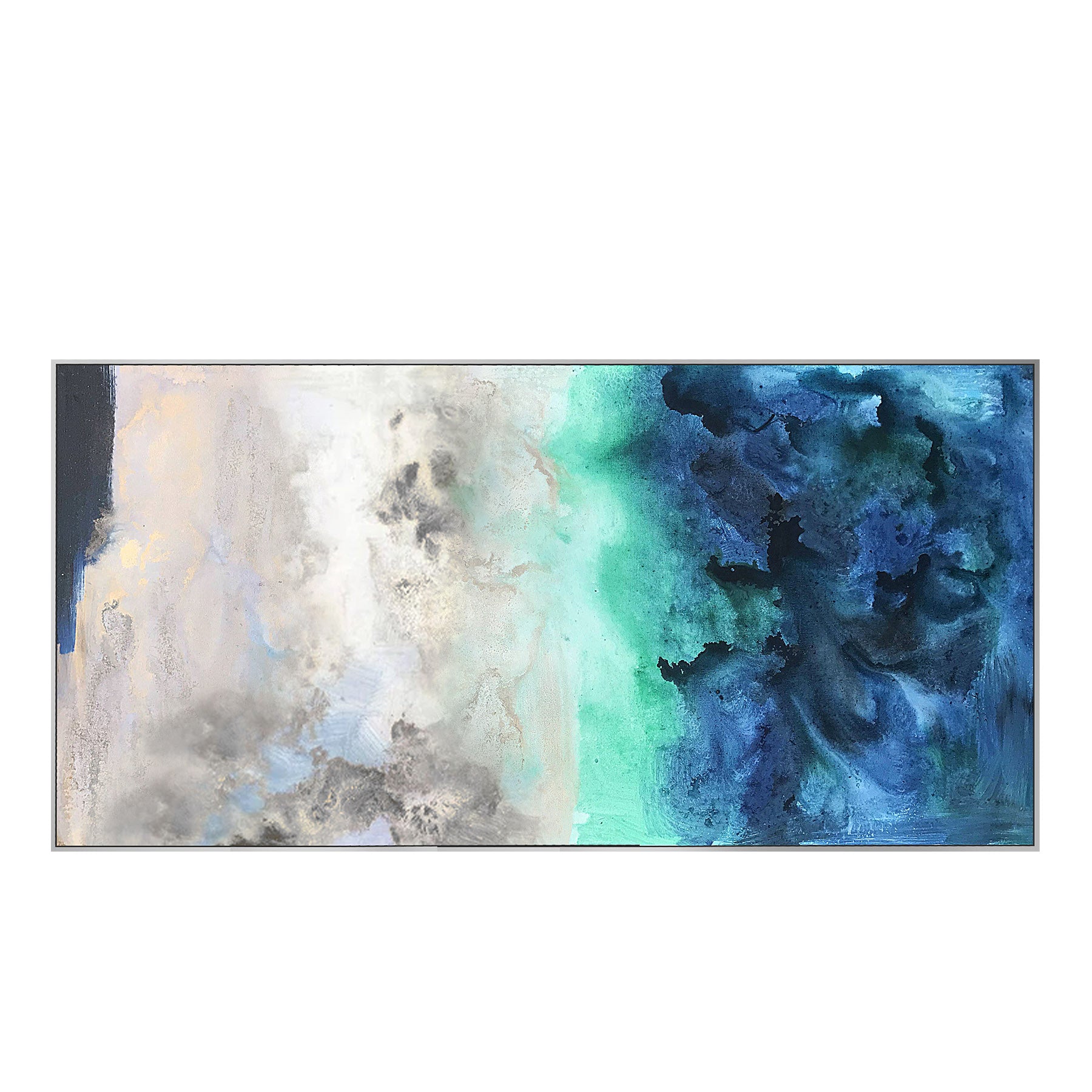 Deep Coast Hand Painted Art Painting With Frame 160X80 Cm Soap0059-Silver-B00111-S