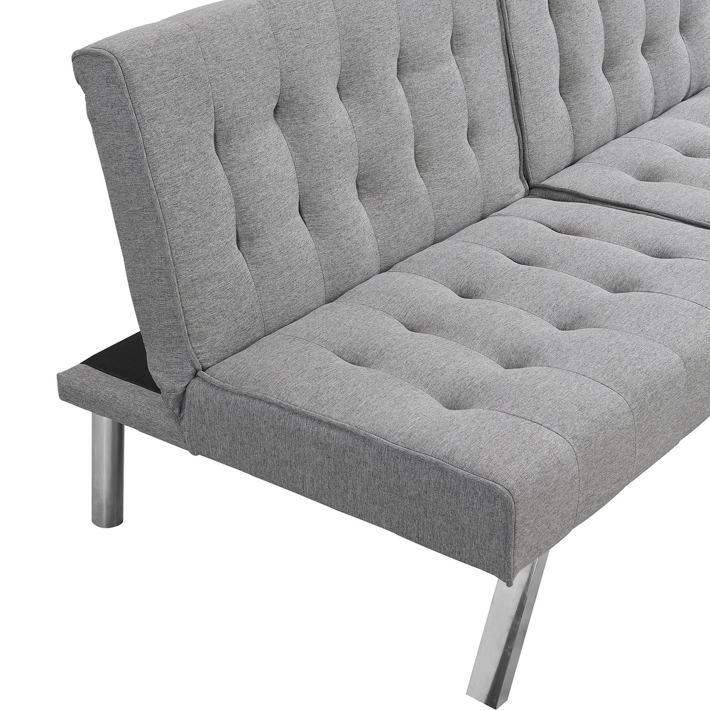 Convertible Sleeper Sofa Memory Foam Futon Couch Bed  Grey