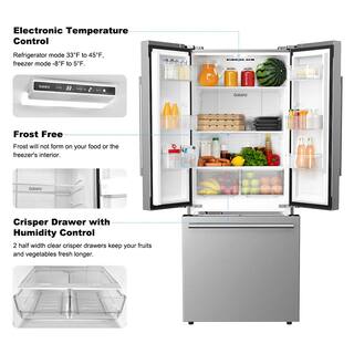 Galanz 29 in. W 16.0 cu. ft. French Door Refrigerator in Stainless Steel Ice Maker GLR16FS2K16