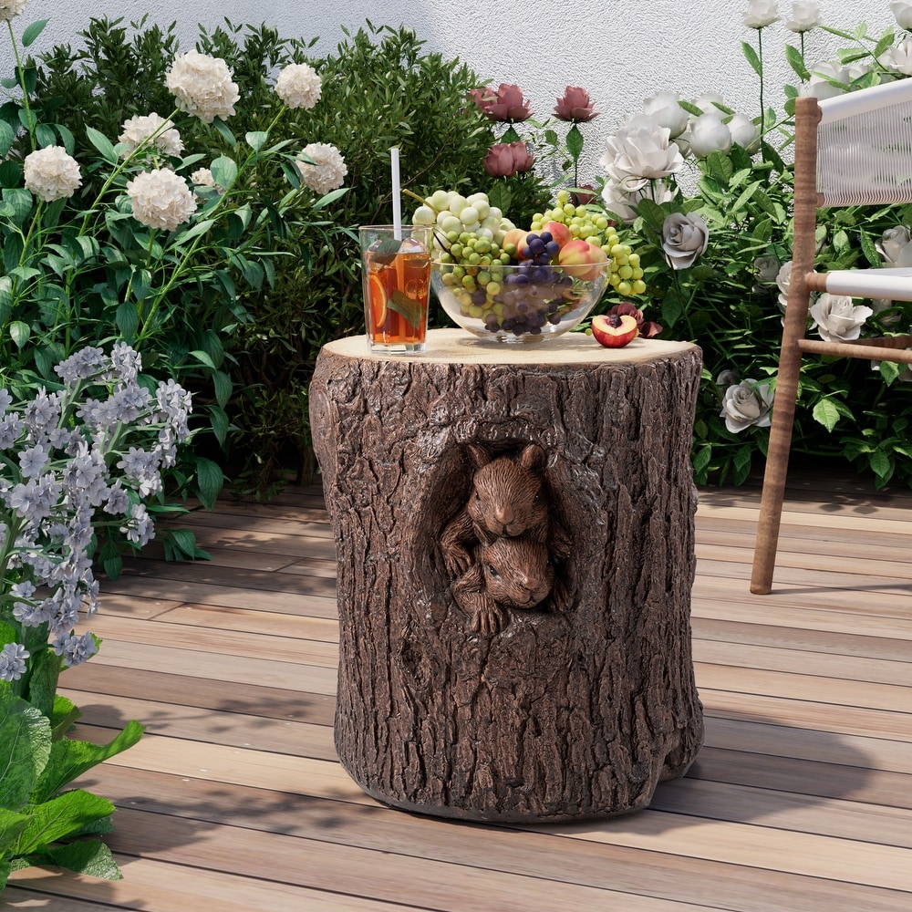 COSIEST Indoor Faux Wood Tree Trunk Log Stool