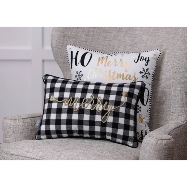 Merry Check Square Throw Pillow Black white Pillow Perfect