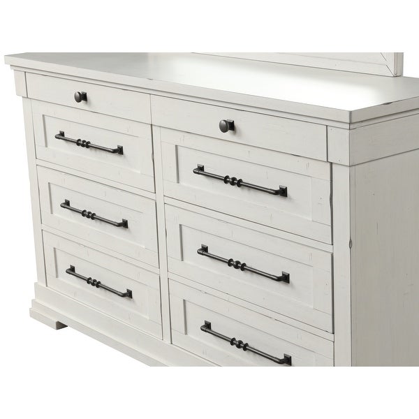 Roundhill Furniture Laria Antique White Finish Wood 8-Drawer Dresser with Mirror - - 35767211