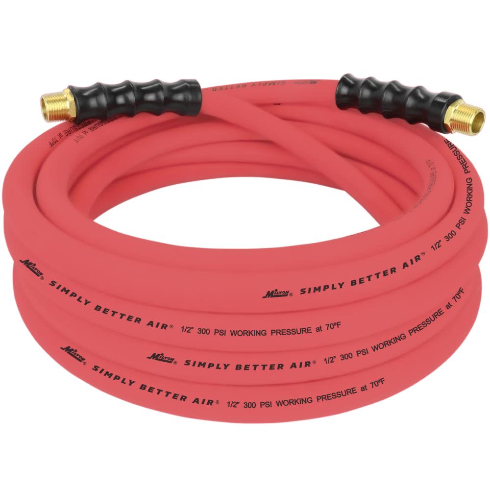 Milton ULR 1/2 ID x 25and#8242; (1/2 MNPT) Ultra Lightweight Rubber Air Hose for Extreme Environments ;