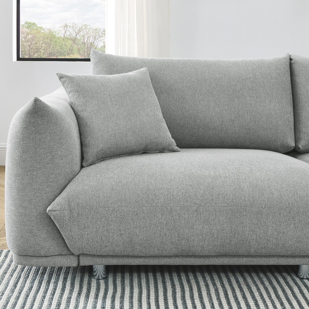 Modern Fabric Sofa  Removable Pillows  Sturdy Frame