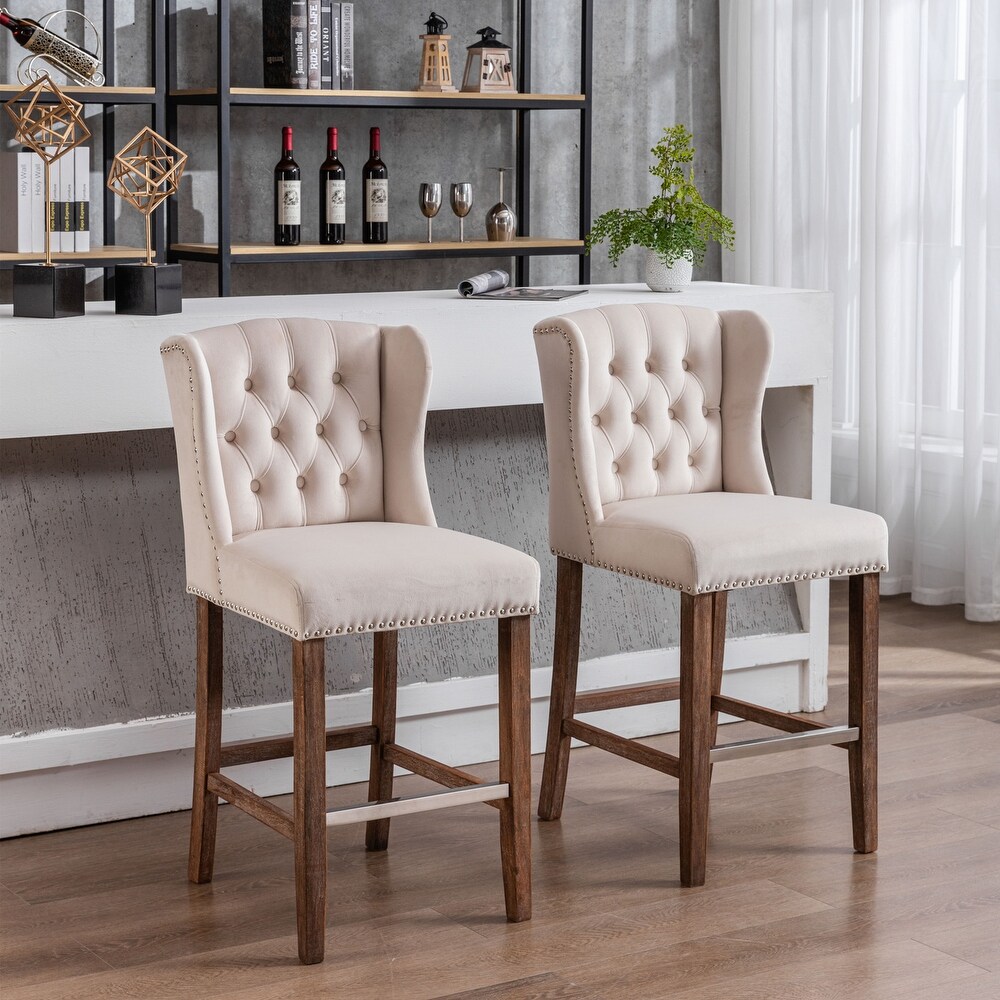 Set of 2 Counter Height Bar Stools  Upholstered 27\