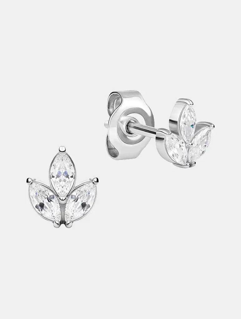 Metal Morphosis Clover Trio Stud In Silver