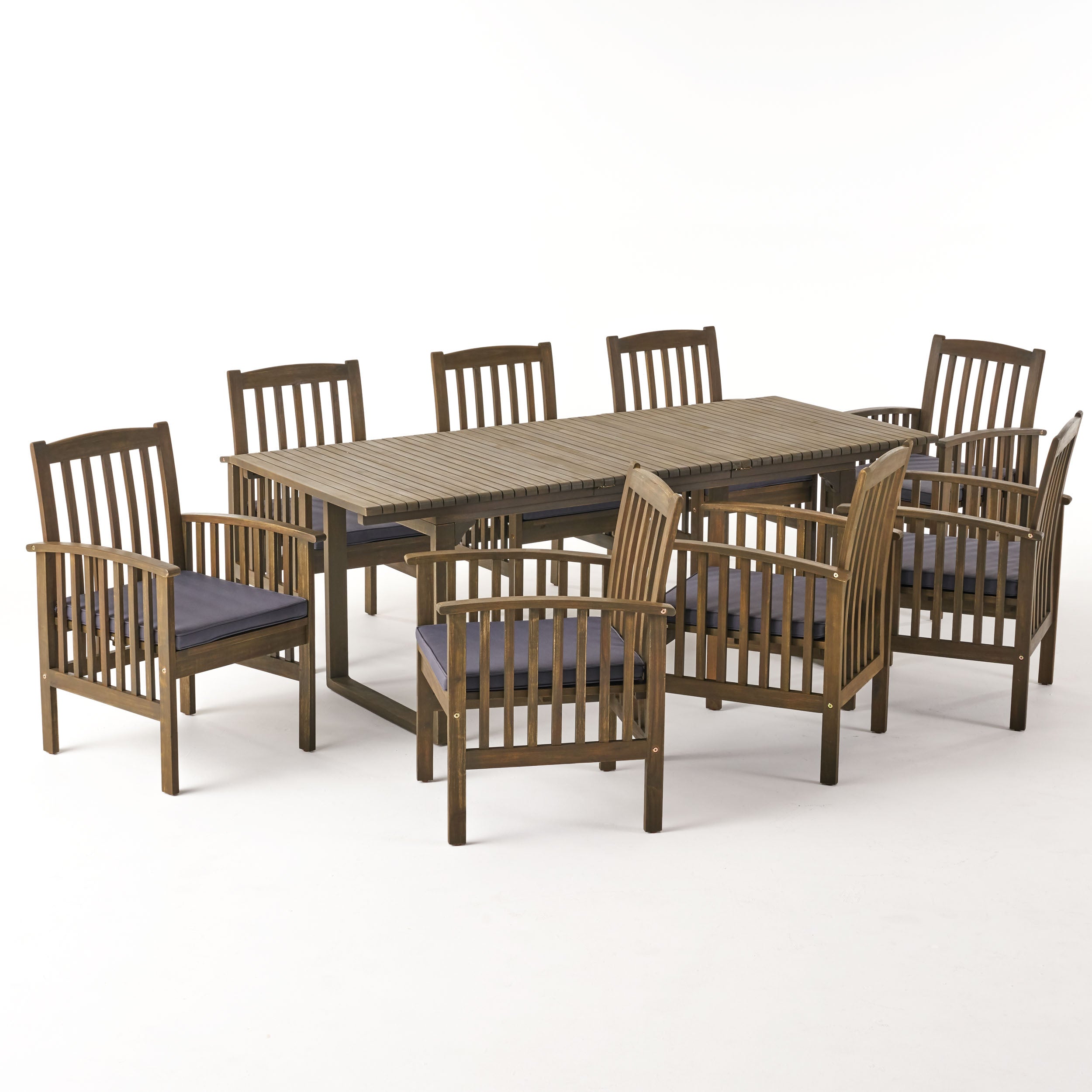 Bowdon Outdoor 8 Seater Expandable Acacia Wood Dining Set