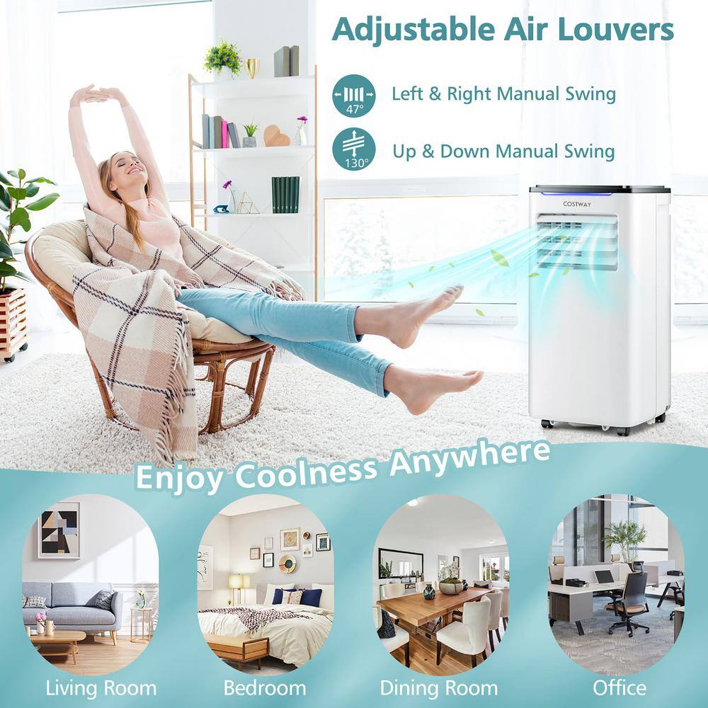 Costway 8000 BTU Portable Air Conditioner AC Unit 3-in-1 Cools 250 Sq. Ft. with Dehumidifier Remote in White FP10344US-WH