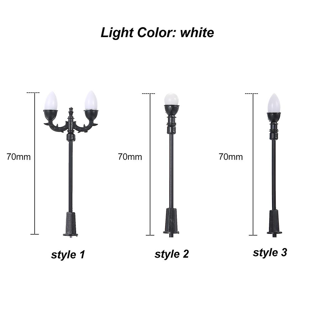 20pcs White Model Street Lights Layout Lamppost Railway Train Garden Playground Scenery Led Lamp Lighting 1:100 Scale 70mm