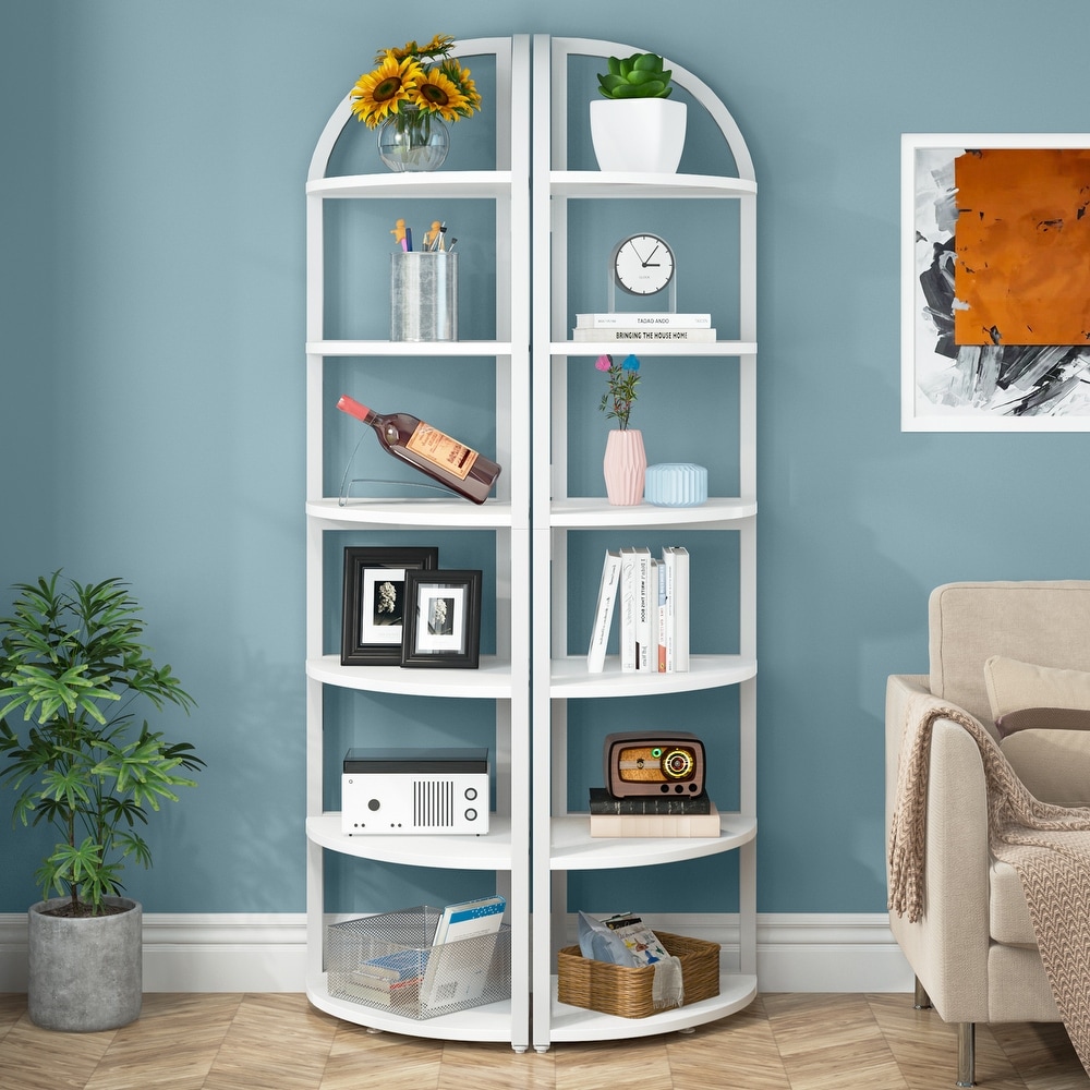 6 Tier/7 Tier Corner Shelf  Tall Corner Bookshelf  Freestanding Display Book Shelf